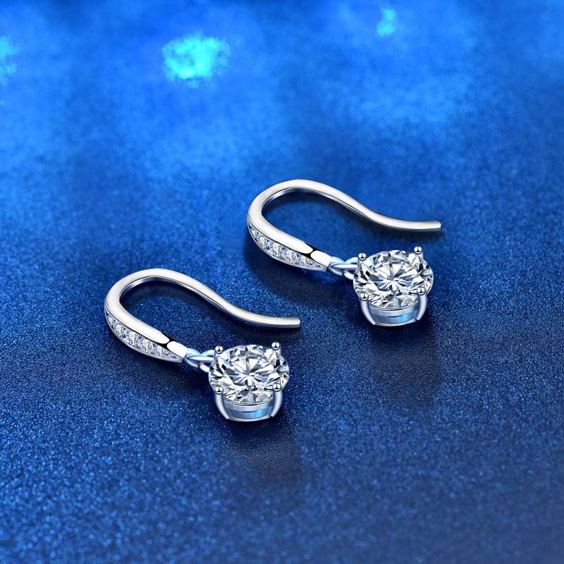 Round Cut Cubic Zirconia in 925 Sterling Silver Earrings 5