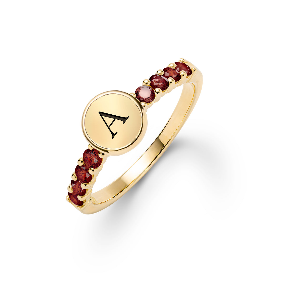 1.0 TCW Round Garnet Lab Made Diamond- January Birthstone Engagement Ring 1
