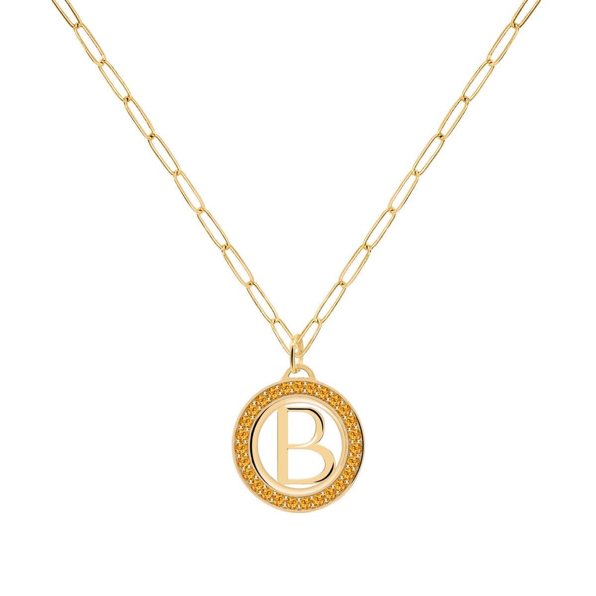 0.09 TCW Round Citrine Lab Made Diamond- November Birthstone Necklace 5