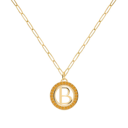 0.09 TCW Round Citrine Lab Made Diamond- November Birthstone Necklace 5