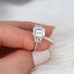 Stunning 3.60 CT Emerald Moissanite Engagement Ring with Three stone Design 8