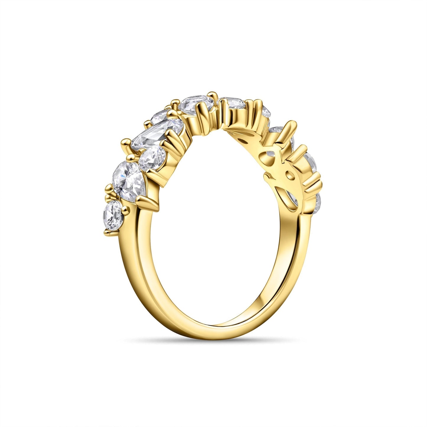 Stunning 0.4 TCW Round and Pear Moissanite Stones Half Eternity Wedding Band 3