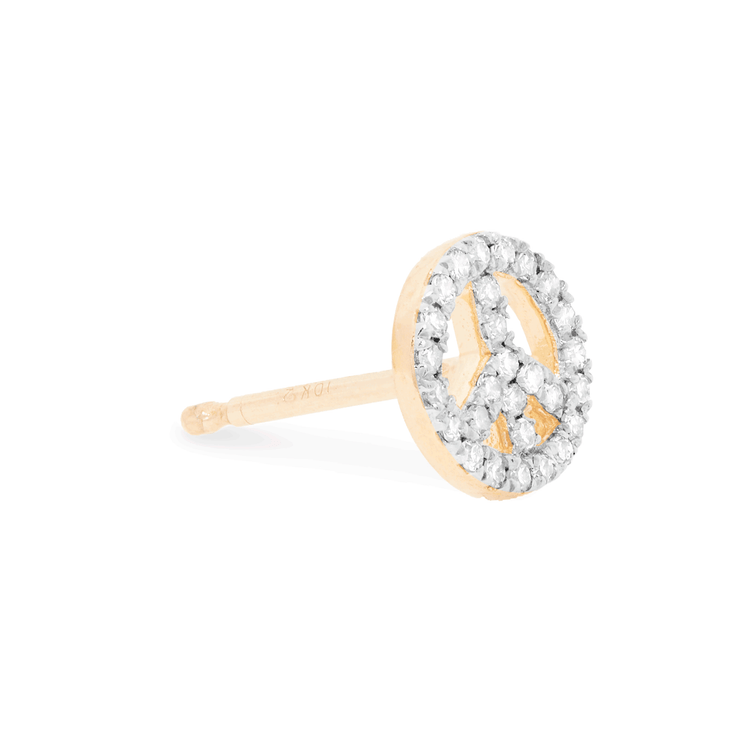 0.88 TCW Round & Baguette Cut Moissanite Peace Out Stud Earrings in Gold 8