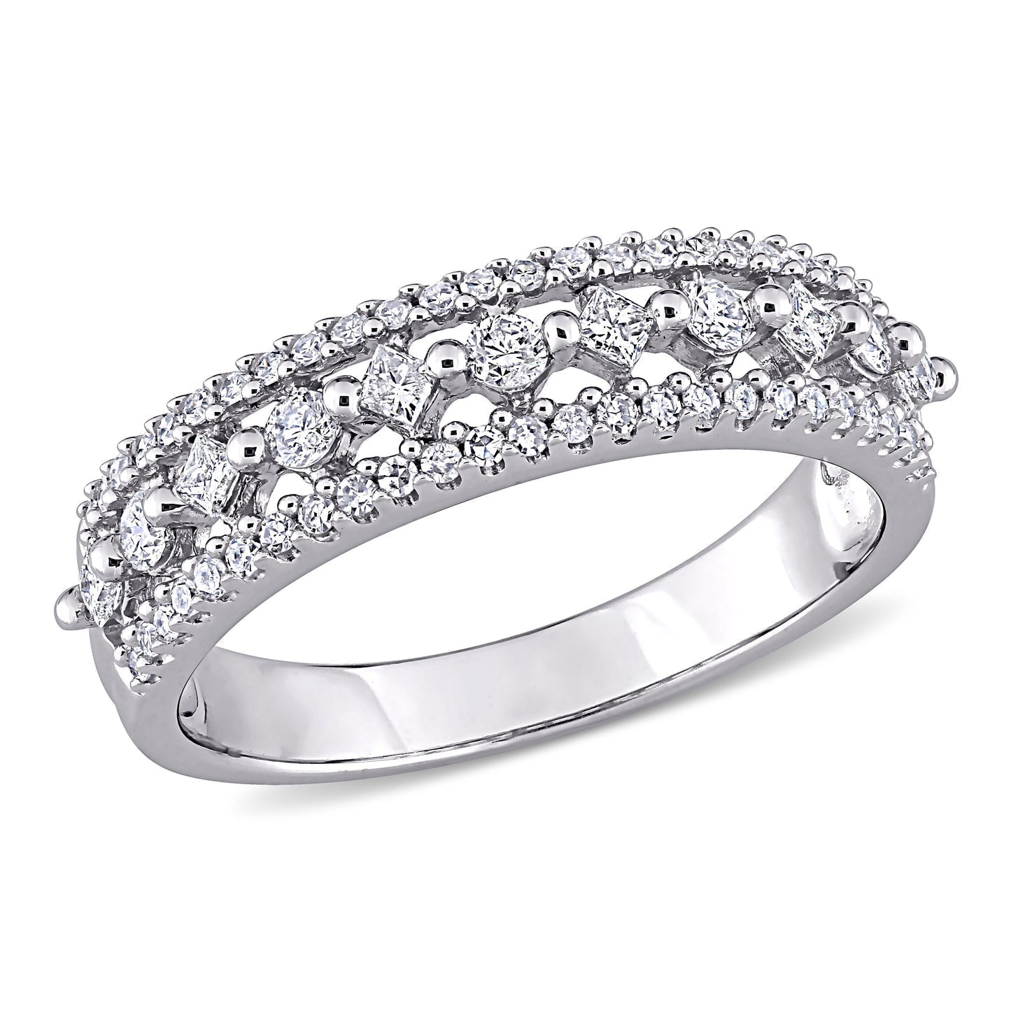 Round Cut Cubic Zirconia in 925 Sterling Silver Wedding Bands 8