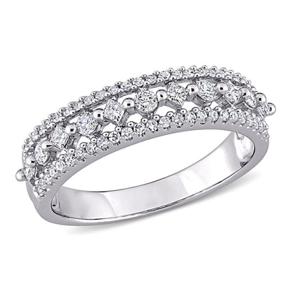 Round Cut Cubic Zirconia in 925 Sterling Silver Wedding Bands 8
