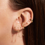 0.20 TCW Round Cut Moissanite Chained Topaz Double Earrings in Gold 6