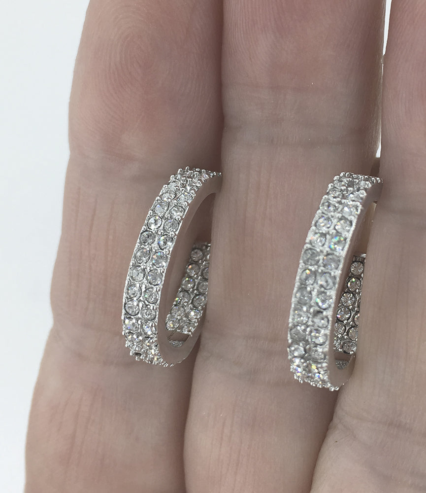 Round Cut Cubic Zirconia in 925 Sterling Silver Earrings 3