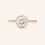 Stunning 1.0 CT Round Moissanite Engagement Ring with Halo Design 5