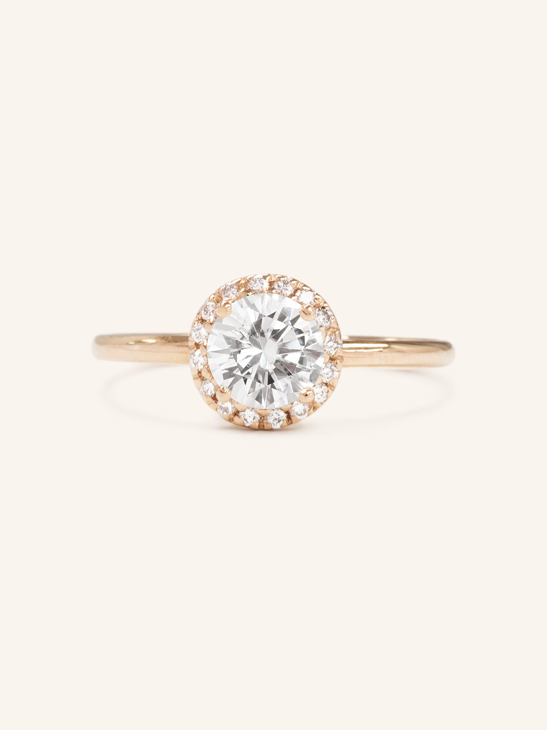Stunning 1.0 CT Round Moissanite Engagement Ring with Halo Design 5