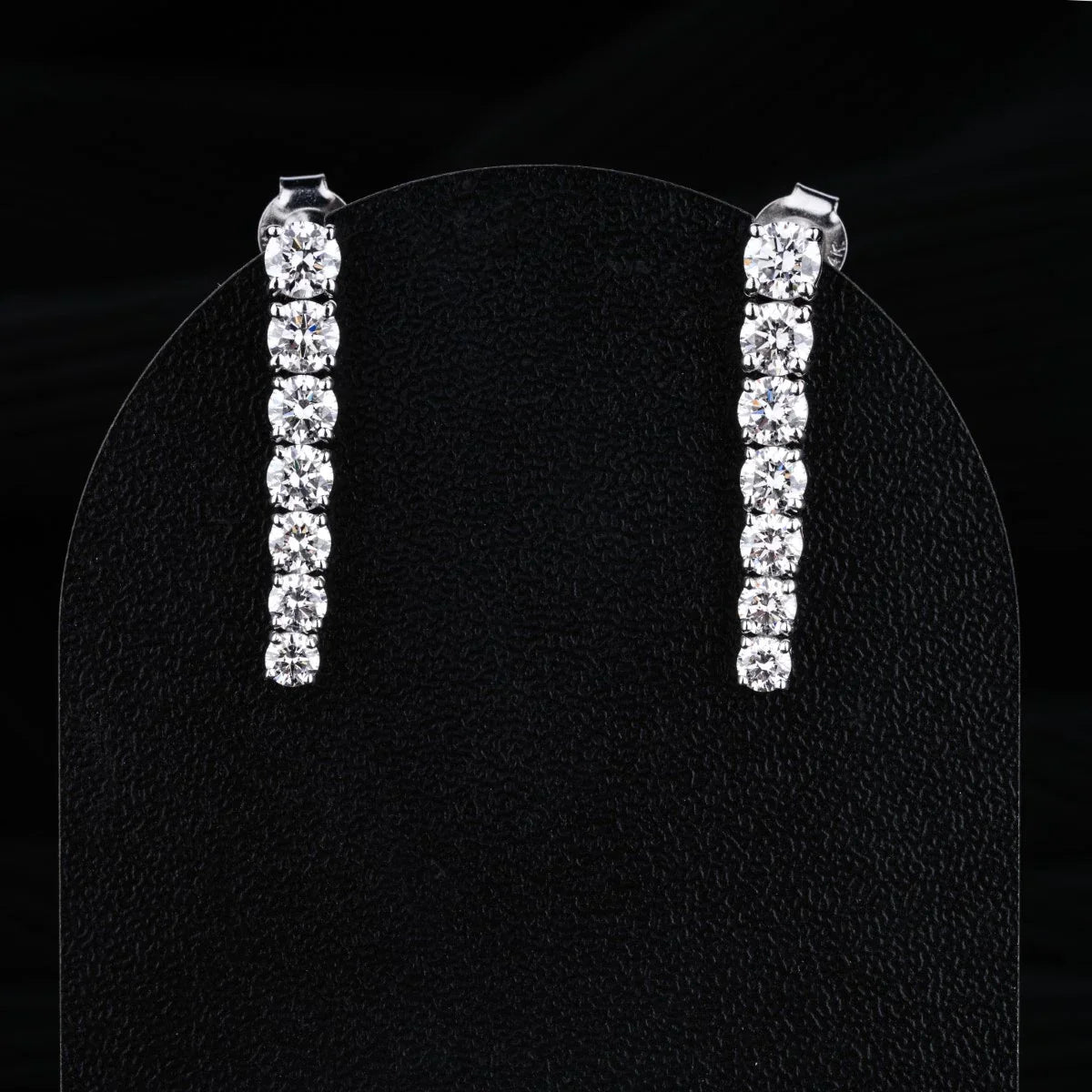 2.0 TCW Round Cut Moissanite Danglers Earrings in Gold 1