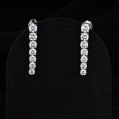 2.0 TCW Round Cut Moissanite Danglers Earrings in Gold 1