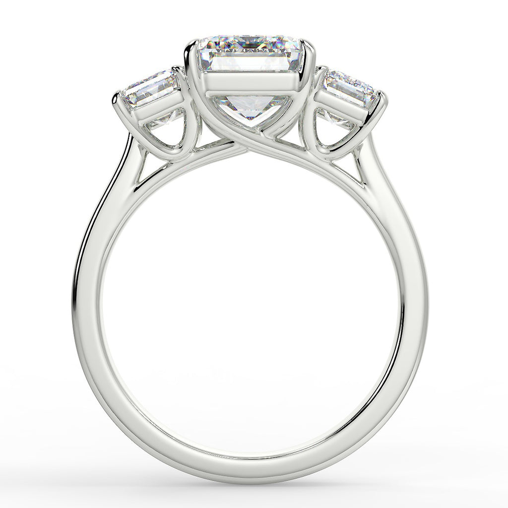 Stunning 2.53 CT Emerald Moissanite Engagement Ring with Three Stone Design 6