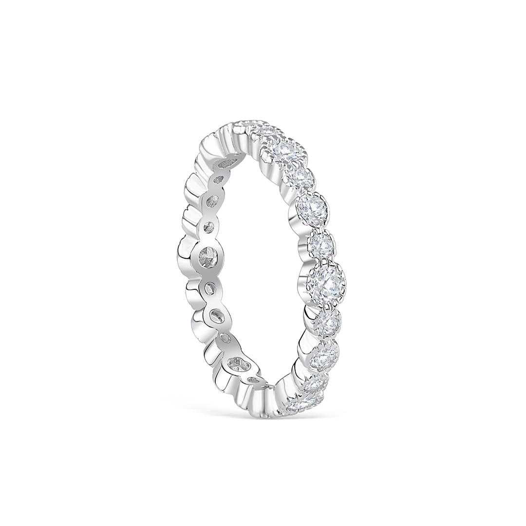 Stunning 0.4 TCW Round Moissanite Stones Full Eternity Wedding Band 2