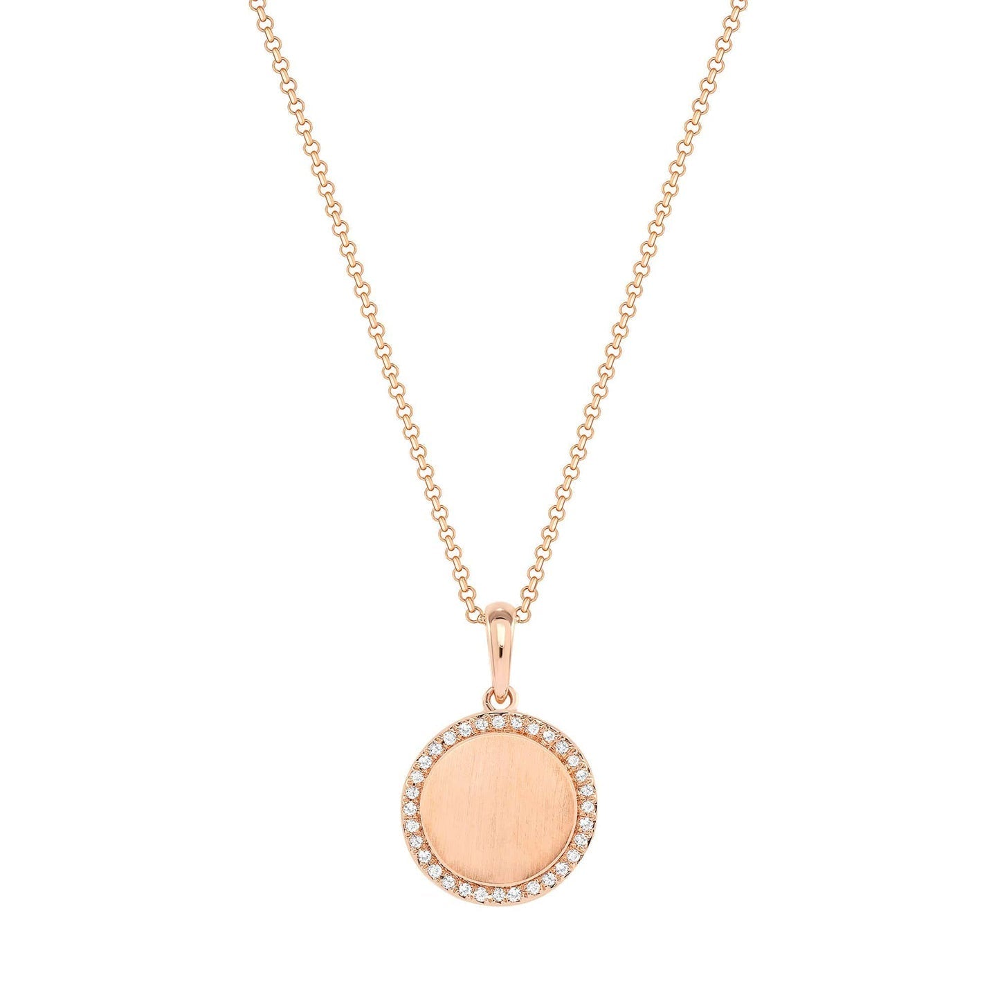 0.20 TCW Round Moissanite Diamond Engravable Diamond Pendant Necklace in Solid Gold 1
