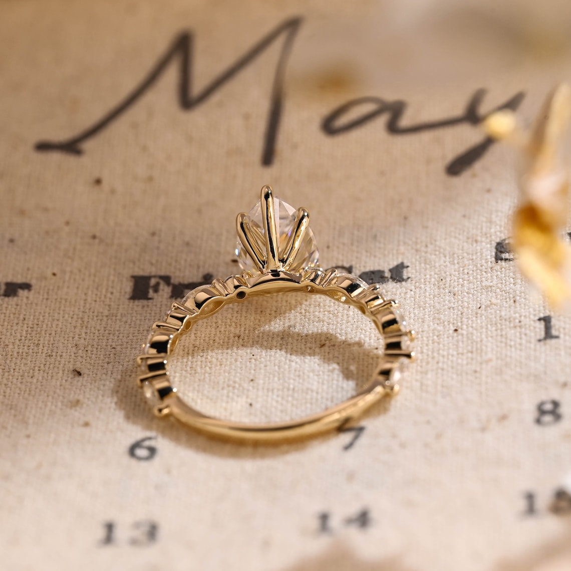 Stunning 4.0 CT Pear Moissanite Engagement Ring with Pave Design 5