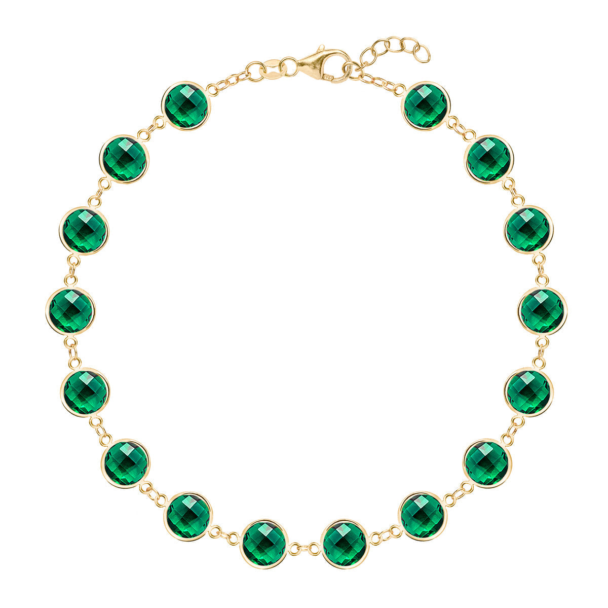 13.44 TCW Round Emerald Lab Made Diamond-May Birthstone Dainty Bracelet 1