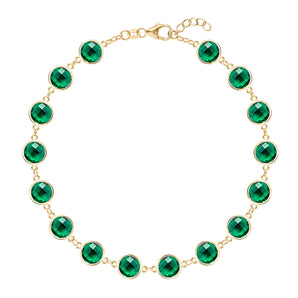 13.44 TCW Round Emerald Lab Made Diamond-May Birthstone Dainty Bracelet