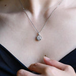 0.50 CT Round Moissanite Diamond Floral Pendant Necklace in Solid Gold 3