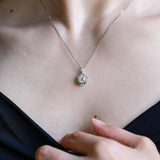 0.50 CT Round Moissanite Diamond Floral Pendant Necklace in Solid Gold 3