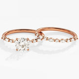 1.50 CT Round Cut Moissanite Bridal Ring Set with Marquise & Round Wedding Bands 4