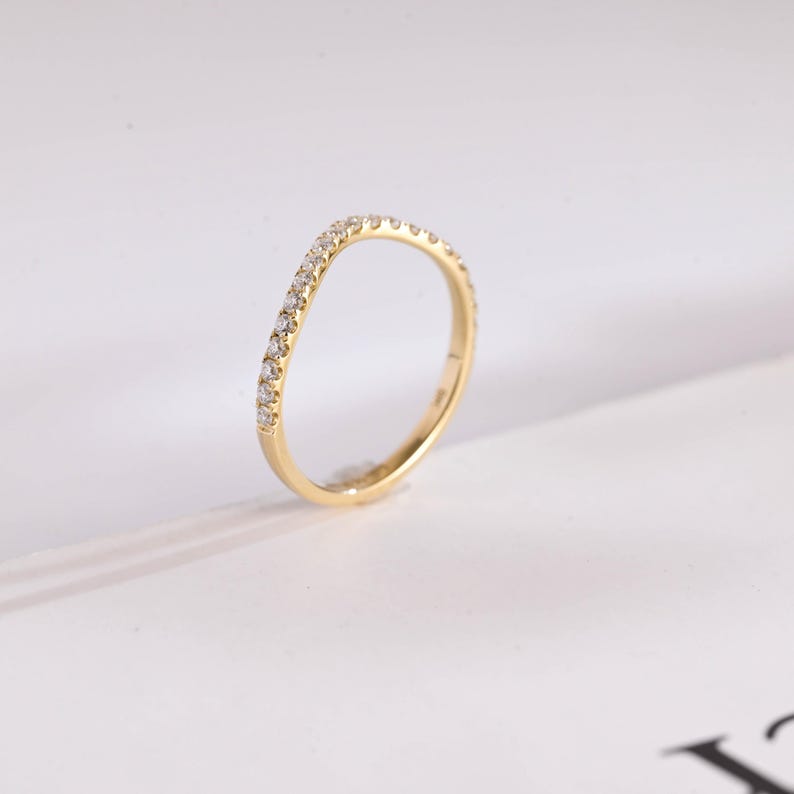 Stunning 0.3 TCW Round Moissanite Stones Half Eternity Wedding Band 9