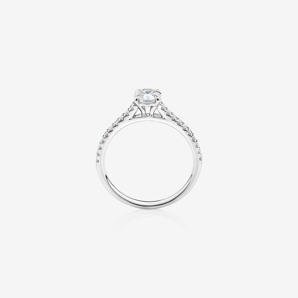 Stunning 0.78 CT Round Moissanite Engagement Ring With Pave Design 2