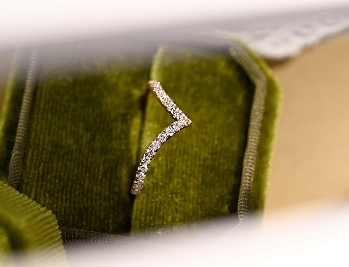 Classic V Shaped Bridal Wedding Band 9