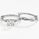 1.0 CT Round Cut Moissanite Bridal Ring Set with Round Wedding Bands 2