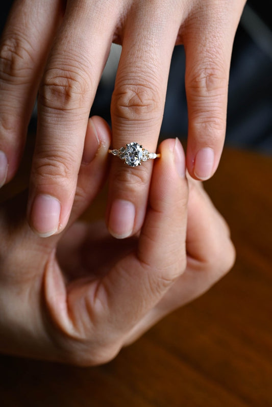 Stunning 1.0 - 2.0 CT Oval Moissanite Engagement Ring with Cluster Design 2