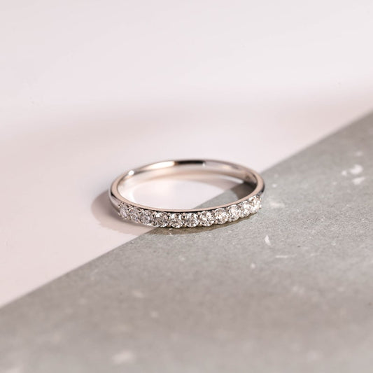 Stunning 0.2 TCW Round Moissanite Stones Half Eternity Wedding Bands 1