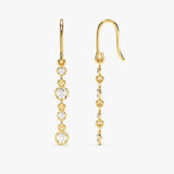 0.50 TCW Round Cut Moissanite Bezel Dangle Earrings in Gold 1