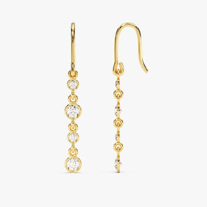 0.50 TCW Round Cut Moissanite Bezel Dangle Earrings in Gold