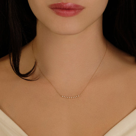 0.50 TCW Round Cut Moissanite Diamond Bar Pendant Necklace in Solid Gold 1