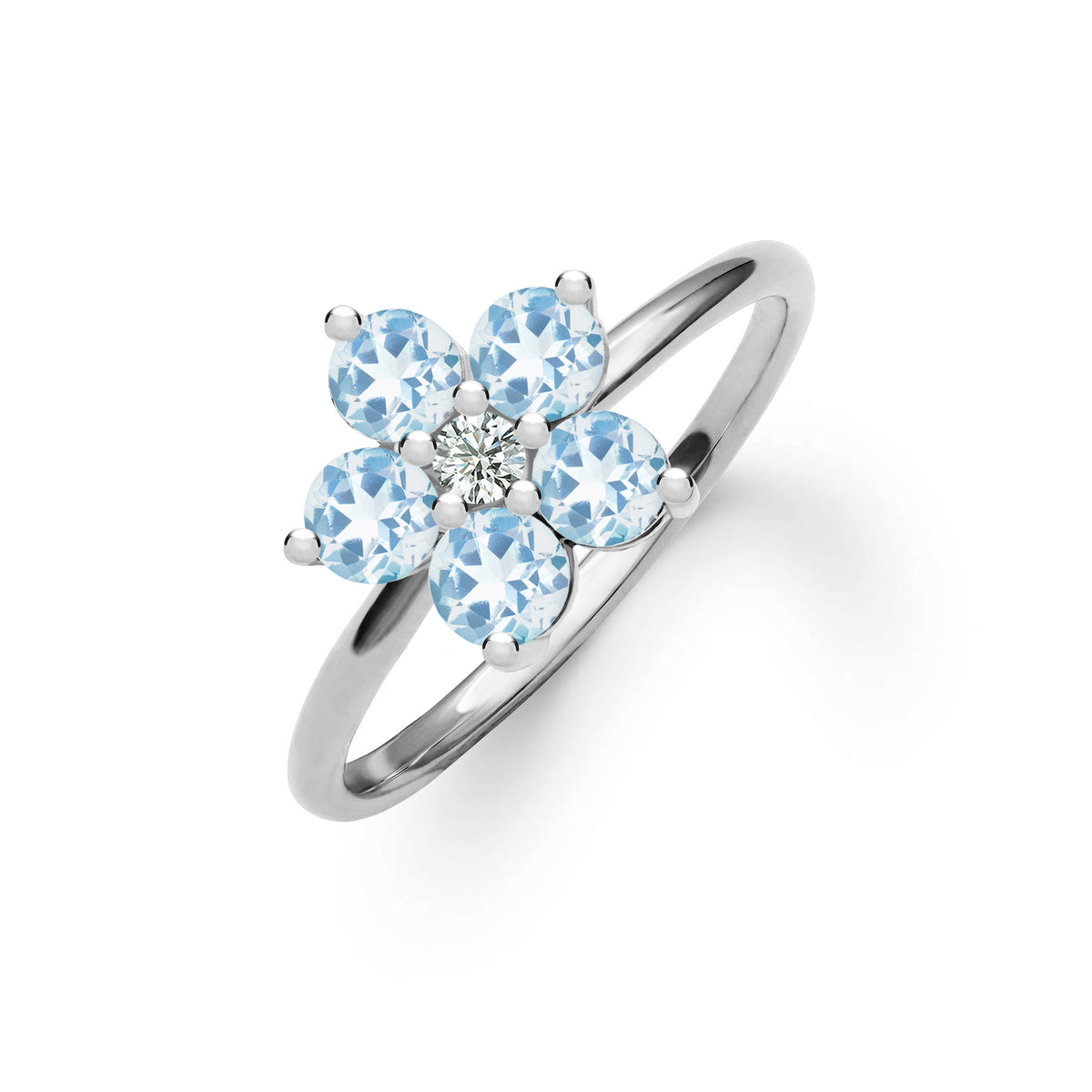 1.25 TCW Round Aquamarine Lab Made Diamond- March Birthstone Engagement Ring 5