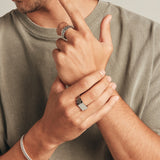 Link Pattern Textured Signet Men's Wedding Band in Solid Gold 3