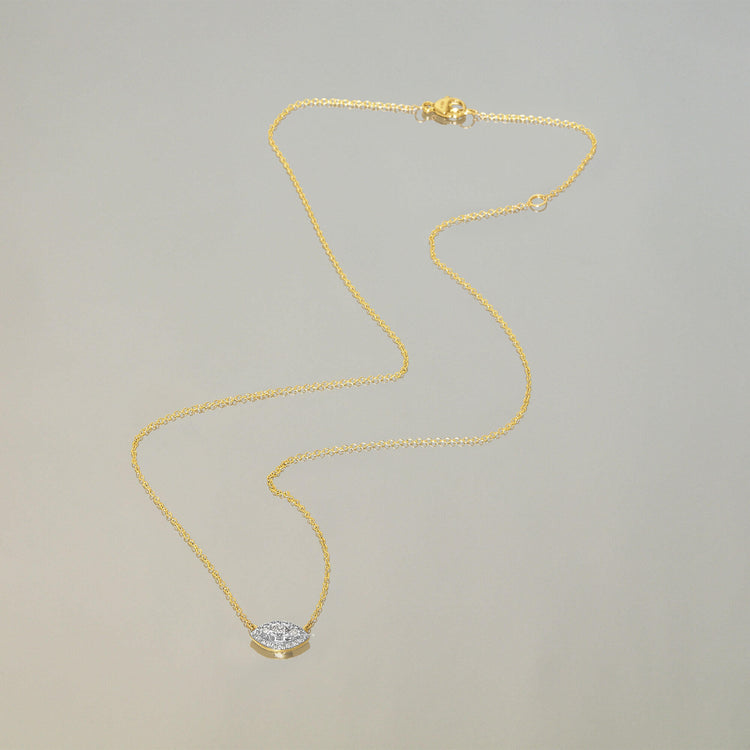 0.50 CT  Round Moissanite Diamond Halo Pendant Necklace in Solid Gold 5