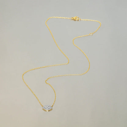 0.50 CT  Round Moissanite Diamond Halo Pendant Necklace in Solid Gold 5