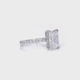 Stunning 3.0 CT Radiant Moissanite Engagement Ring with Hidden Halo & Pave Design 6
