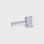 Stunning 3.0 CT Radiant Moissanite Engagement Ring with Hidden Halo & Pave Design 5