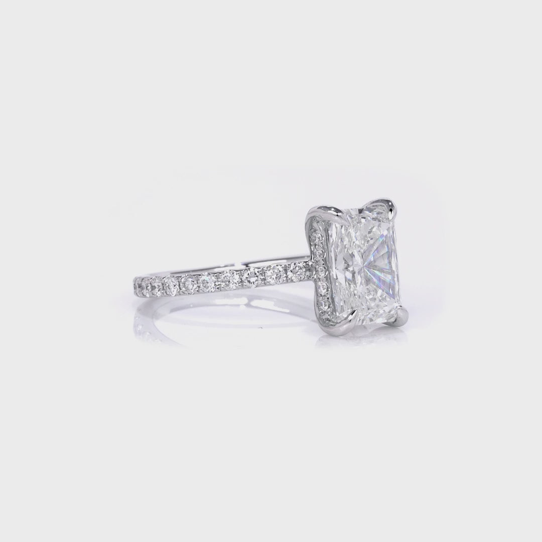 Stunning 3.0 CT Radiant Cut Moissanite Engagement Ring with Hidden Halo & Pave Design 5