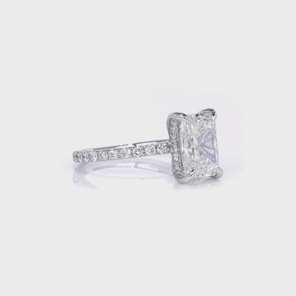 Stunning 3.0 CT Radiant Cut Moissanite Engagement Ring with Hidden Halo & Pave Design 5