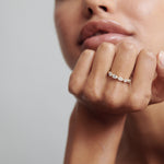 Stunning 1 TCW Pear Moissanite Stones Half Eternity Wedding Bands 3