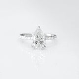 Stunning 2.0 CT Pear Moissanite Engagement Ring with Hidden Halo & Pave Design 1