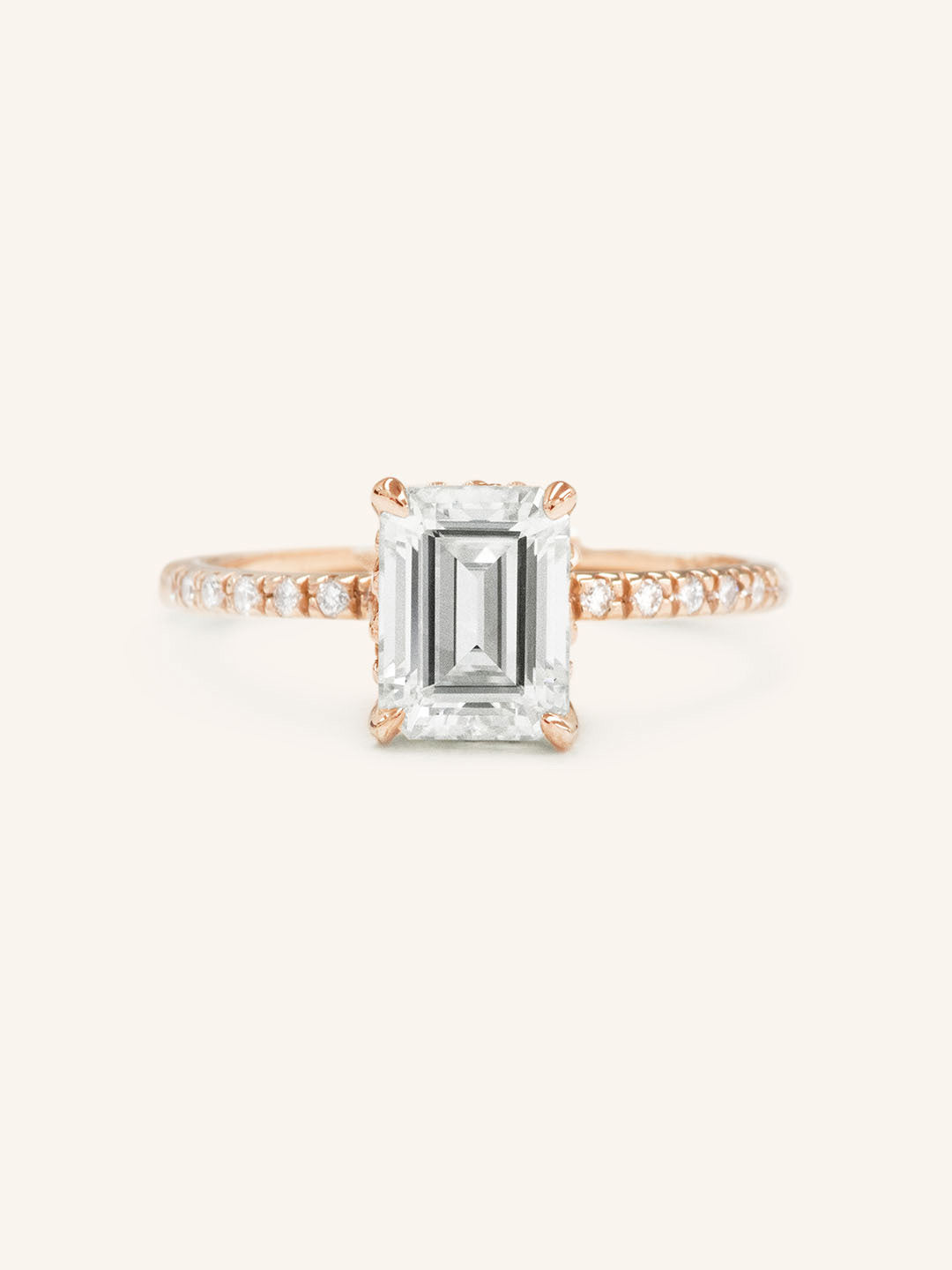 Stunning 2 CT Emerald Moissanite Engagement Ring with Hidden Halo Design 5