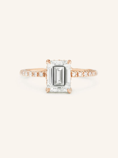 Stunning 2 CT Emerald Moissanite Engagement Ring with Hidden Halo Design 5