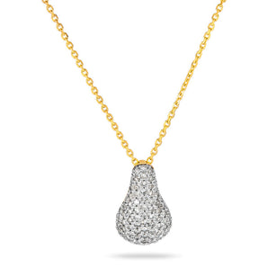 0.50 CT Round Moissanite Diamond Droplet Pendant Necklace in Solid Gold