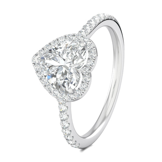 Stunning 0.5 CT Heart Moissanite Engagement Ring With Halo & Pave Design 2