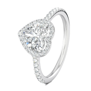 Stunning 0.5 CT Heart Moissanite Engagement Ring With Halo & Pave Design