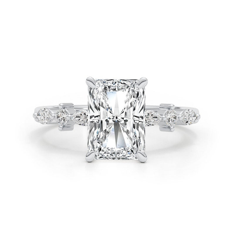 Classic 2.50 CT Radiant Moissanite Engagement Ring with Pave Design 1