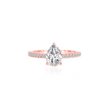 Stunning 1.0 CT Pear Moissanite Engagement Ring with Hidden Halo & Pave Design 1